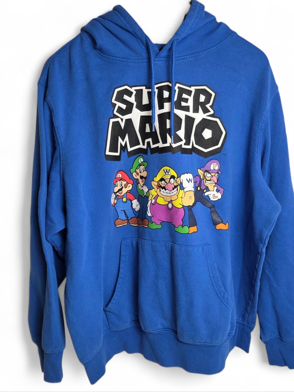 Super Mario Brothers Nintendo Hoodie Blue XL Men's Anime Graphic Pullover